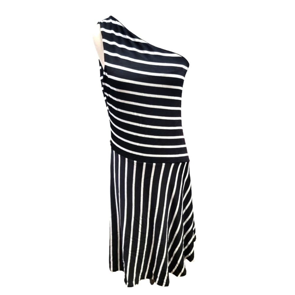 Lauren Ralph Lauren Black and White Striped Midi Dress